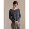 Top de punto relajado de un hombro estilo francés para mujer, manga larga de otoño, adelgazante, agradable para la piel, elegante, único y de nicho para el trabajo