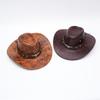 Popular Transfronterizo Vaquero Occidental Cabeza de Toro Agrietada Retro Sombrero Vaquero de Caballero de Copa Plana Nuevo para Viajes al Aire Libre para Hombres y Mujeres