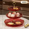 Prato de Frutas de Plástico de Grau Alimentício Leve de Luxo Transfronteiriço para Sala de Estar e Uso Doméstico, Tigela de Salada de Alta Estética, Bandeja de Exibição de Doces e Lanches