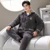 Pijama acolchado hombre invierno forro polar coral tres capas extra grueso con forro polar traje cálido invierno ropa de casa invierno RR