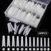 Uñas postizas de comercio electrónico transfronterizo 240 piezas largas mezclilla punta plana herramientas de belleza francesas uñas postizas finas puntas para uñas de perro suministros para uñas