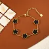 Pulseira de Trevo de Cinco Folhas Dopamina Dupla Face Versão Alta Transfronteiriça Luxo Leve Simples Senso Avançado 18k Não Desbota Cor Joga