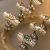 Joyería para uñas de zirconita Buchelati trébol brillante gota de agua incrustada con diamantes estilo retro de lujo ligero