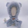 Gorro de invierno para mujer, bufanda, protección para las orejas de una pieza, gorro esponjoso, cálido, de dos piezas, forro polar, grueso, con protección para el cuello, bonito