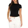 Camisa Casual Feminina Popular Europeia e Americana de Manga Longa para Primavera e Outono Cor Sólida Slim Fit Pulôver Top Roupas de Rua Femininas Camada Base