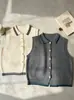 Chaleco de punto con cuello polo de bloques de color para mujer, nuevo estilo de otoño, de un solo pecho, cárdigan sin mangas, perfecto para llevar sobre suéteres
