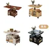 Carro de Mesa de Café Plegable Móvil Ajustable de Madera Maciza para Apartamentos Pequeños, Mesa de Té Multifuncional para Sala de Estar Sofá, Estilo Vintage y Nuevo Chino
