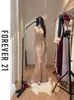 Estilo Celebridade Saia Brilhante de Diamante Vestido de Noite Vestido Cauda de Peixe Exquisito Elegante Puro Desejo Vestido Longo