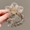 Dulce organza de alta calidad girasol anillo para el cabello de intestino grueso malla temperamento pedrería banda de goma accesorios para el cabello banda de goma para moño