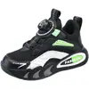 Zapatillas Deportivas para Niños Mayores con Hebilla Giratoria, Nuevo Modelo de Primavera, Superficie de Cuero con Polar Añadido, Zapatos de Malla para Niños y Niñas
