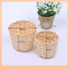 Cesta de organización tejida bambú tejido madera bambú tejido cesta de almacenamiento cesta tejida cesta de flores cesta de bambú para artículos de escritorio pequeños cesta cesta