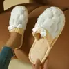 Pantuflas de felpa transfronterizas para mujer, invierno, exterior, interior, suela gruesa, hogar, esponjosas, algodón posparto