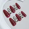 Brillantes Diamante Estampado de Leopardo Marrón Estilo Chica Dulce y Picante Versátil Estilo Ins Europeo y Americano Uñas Portátiles Desmontables 30 Piezas