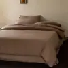 Estilo Minimalista y Lujoso Juego de Tres o Cuatro Piezas de Gasa Doble Color Sólido, Artículos Individuales 100% Algodón: Sábana, Sábana ajustable, Funda suave para dormir desnudo, Funda de edredón, Funda de almohada