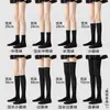 Calcetines de compresión negros para pantorrilla de mujer, calcetines largos adelgazantes, estilo primavera y otoño, calcetines hasta la mitad de la pantorrilla Jk, antideslizantes, calcetines hasta la rodilla con compresión mejorada