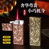 Encendedor a Prueba de Viento con Diseño Exquisito en Relieve Llama Roja de Gama Alta Compacto Portátil Encendedor de Cigarrillos Regalo Venta al por Mayor