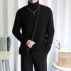 Suéter de gola alta masculino slim-fit casual estilo coreano preto outono e inverno suéter estilo coreano moda masculina camisa de base interna