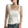 Colete Curto Sem Mangas com Alça Larga Feminino Verão Novo Gola Quadrada Anti-corrida Leve Patch Cobertura Corporal Paramilia Top Base Interna