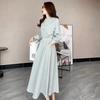 Nuevo Vestido Suéter Elegante de Cuello Redondo para Primavera y Otoño 2023 para Mujer de Cintura Alta Cintura Ceñida que Adelgaza por Encima de la Rodilla Vestido Midi para Estudiante