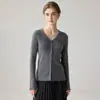 La textura es la reina~ Cárdigan 100% cachemir puro para mujer, chaqueta de punto cálida, suéter de manga larga con cuello en V, versátil y simple