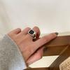 Novo Anel Quadrado Preto Criativo Estilo Coreano para Mulheres, Anel Aberto Exagerado Fashion Retrô, Anel para Dedo Indicador Hip-Hop