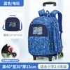 Mochila escolar con carro de seis ruedas mejorada para estudiantes de primaria, diseño de tiburón de dibujos animados, gran capacidad, ligera, adecuada para subir escaleras, mochila infantil