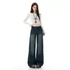 Jeans Vintage Lavados de Pierna Recta para Mujer, Nuevo Estilo Otoño 2025, Pierna Ancha Ajuste Holgado, Adelgazantes, Pantalones de Pierna Ancha Estilo Perezoso