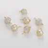 Alambre de Cobre Chapado en Oro de 14K Envuelto Alrededor de Piedra Ojo de Gato Perla Redonda Colgante Pequeño Pendiente Hecho a Mano DIY Accesorios para Pendientes Colgantes de Perlas