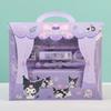 Set de Papelería Lápiz Automático Mascota Linda Kuromi Caja de Papelería con Crayones Set de Papelería para Estudiantes Regalo del Día del Niño