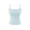 Camisole Acolchoada com Blocos de Cor Retro Americano e Alças Duplas para Mulheres, Novo Estilo Verão 2026, Top Outerwear Slim Fit