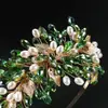 Accesorios para el Cabello de Novia Dorados con Hojas y Perlas Marquise de Nuevo Estilo Transfronterizos Venta al por Mayor Horquillas de Colores Estilo Bosque Diadema de Cristal