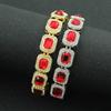 Distintivo Masculino Moda Retangular Diamante Vermelho Costura Cubano Cadeia Colar Europeu e Americano Hip-Hop Rap Street Dance Wear Neck Chain