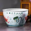 Fabricante de tanques de loto de cerámica de Jingdezhen, tanque grande para tortugas y peces, tanque grande de loto marino para patio, tanque de agua grande integrado