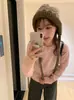 Top de lã 100% elegante cor sólida estilo coreano, gola redonda, manga longa, novidade outono 2026, tricô versátil casual para mulheres