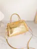 Bolsa Cruzada de Moda de Lujo Ligero con Patrón de Piedra Dorada de Textura de Alta Gama para Mujer, Billetera Portátil para Monedas, Bolsa al por Mayor