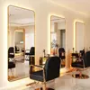 Espejo de peluquería moderno, espejo para cortar el pelo, iluminación de salón, espejo de una cara para cortar y peinar, diseño simple y lujoso