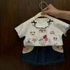Roupas de Verão Doces de Manga Curta para Meninas, Novas Blusas da Moda 2026, Roupas Confortáveis de Meia-Manga para Bebês Meninas