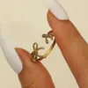 Anillo de Acero Inoxidable Transfronterizo Exagerado Moda Geométrico Abierto Gota de Aceite Anillo para Dedo Índice Dorado 18K Lujo Ligero Joyería de Alta Gama