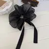 Elástico de Cabelo com Laço de Renda Ultra-Fada Estilo Francês, Scrunchie de Fita de Pérola Gentil e Elegante, Acessório de Cabelo Versátil para Rabo de Cavalo Baixo