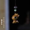 Colar Pingente Esculpido em Madeira de Sândalo Pingente de Bolsa Chaveiro de Carro Animal Fofo Corrente para Celular Acessórios DIY