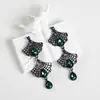Pendientes Amazon transfronterizos, extragrandes, electrochapados, elegantes, de estilo largo, con un toque de alta gama, adornados con borlas y pedrería negra