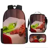 Monstruo de Pelo Verde Grinch Transfronterizo Nueva Mochila Escolar Mochila de Dibujos Animados Set de Tres Piezas Bolso Estuche para Lápices