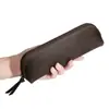 Estojo Curvo com Zíper, Couro Genuíno Resistente a Manchas, À Prova d'Água, Bolsa Simples Casual para Armazenamento de Papelaria, Bolsa para Armazenamento de Pincéis, Estilo Quente
