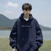 Sudadera con capucha estilo cityboy japonés para hombre, Otoño e Invierno, Alfabeto, Marca de moda, Holgada, Casual, Tallas grandes, Chaqueta negra pesada