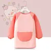 Delantal Infantil Bata de Pintura Impermeable y Anti-Suciedad Manga Larga Vestido Inverso Guardería Bebé Ropa Protectora para Comer Impresión Personalizada