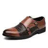 Zapatos de Vestir Formales de Cuero para Hombre, Doble Hebilla, Talla Grande, Patrón de Cocodrilo, Punta Fina, Mocasines Casuales sin Cordones
