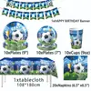 Artículos de Mesa para Fiesta de Cumpleaños de Fútbol Azul Transfronterizo, Tazas de Papel Temáticas de la Copa del Mundo, Servilletas de Papel, Banderines, Accesorios de Decoración de Cumpleaños