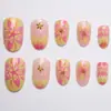 2025 Venta Caliente Transfronteriza Uñas Almendra Nueva Tecnología 3D Deseo Puro Flor Dulce Uñas Portables Uñas Postizas Removibles Producto Terminado