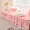 Cojín de Ventana Abuhardillada de Color Sólido, Estilo Princesa, con Estrellas, Doble Falda, a la Moda y Sencillo, Adecuado para Todas las Estaciones, Cojín con Borde de Encaje Antideslizante