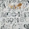 50 Hojas de Pegatinas de Mascota Plateadas con Letras y Números para Decoración DIY de Funda de Teléfono, Agenda, Computadora, Pegatinas de Regalo Navideño